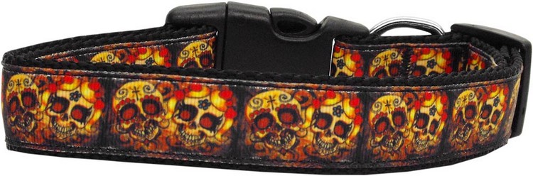 Skull Crossed Lovers Nylon Dog Collars Large