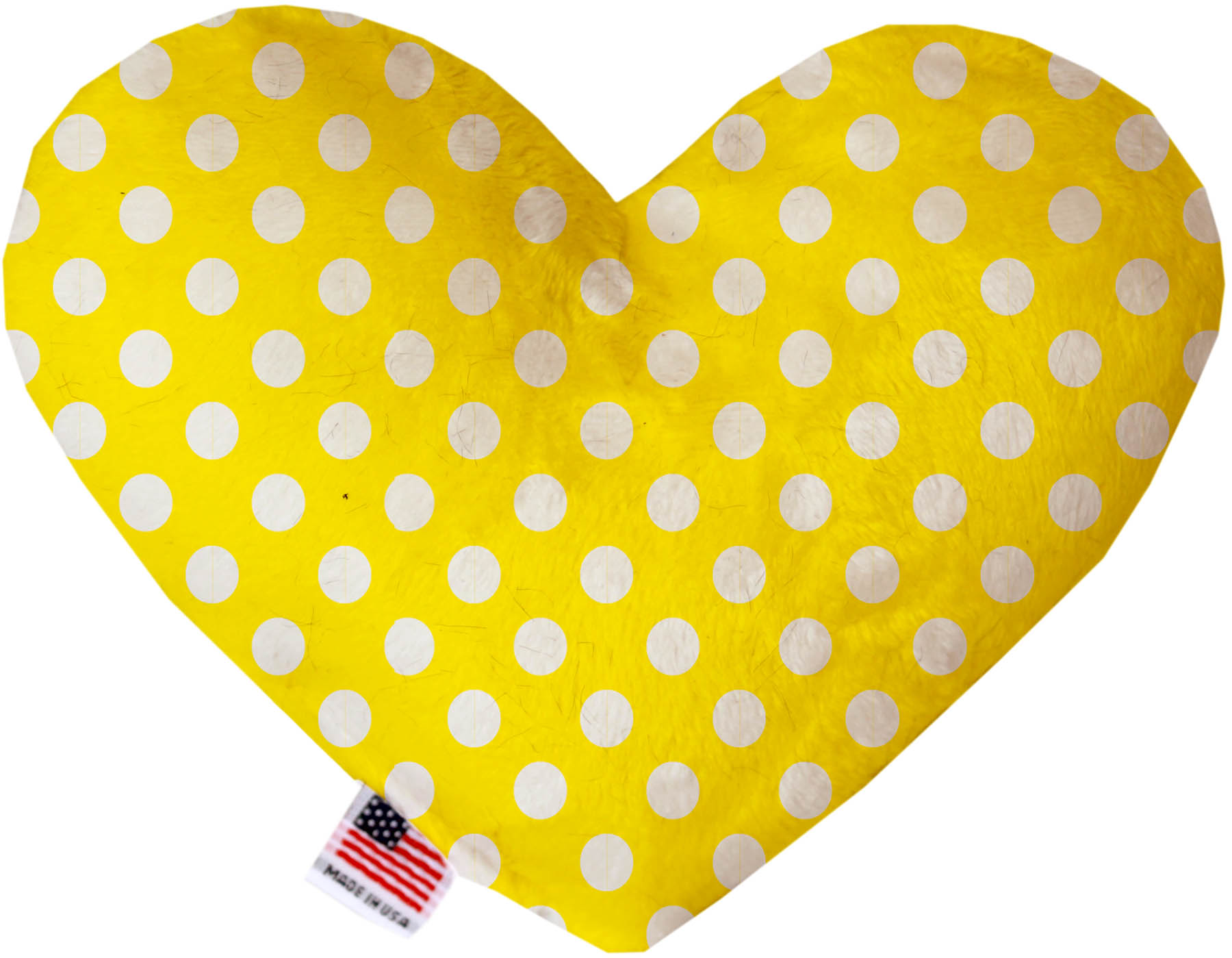 Sunny Yellow Swiss Dots 8 inch Stuffing Free Heart Dog Toy