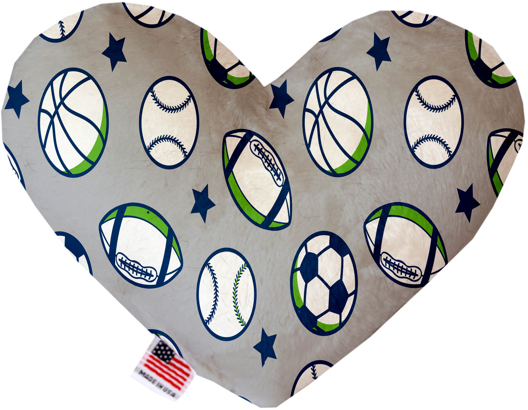 Sports and Stars 6 Inch Canvas Heart Dog Toy