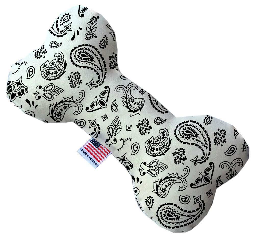 White Western 10 Inch Canvas Bone Dog Toy