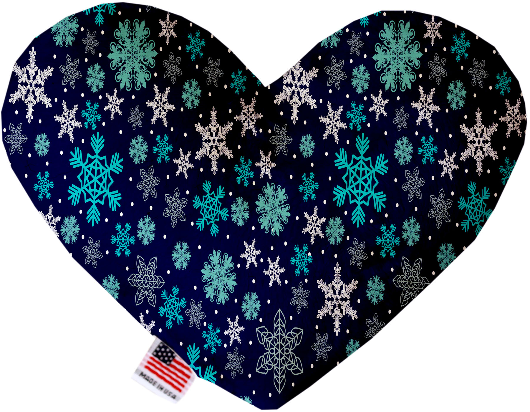 Snowflake Blues 6 Inch Stuffing Free Heart Dog Toy