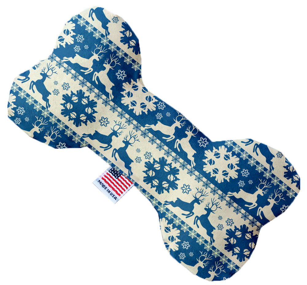 Blue Reindeer 8 Inch Canvas Bone Dog Toy