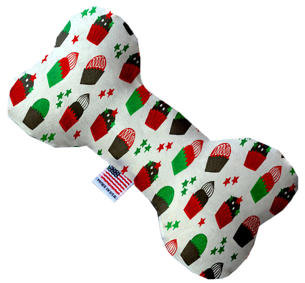 Christmas Cupcakes 6 Inch Canvas Bone Dog Toy