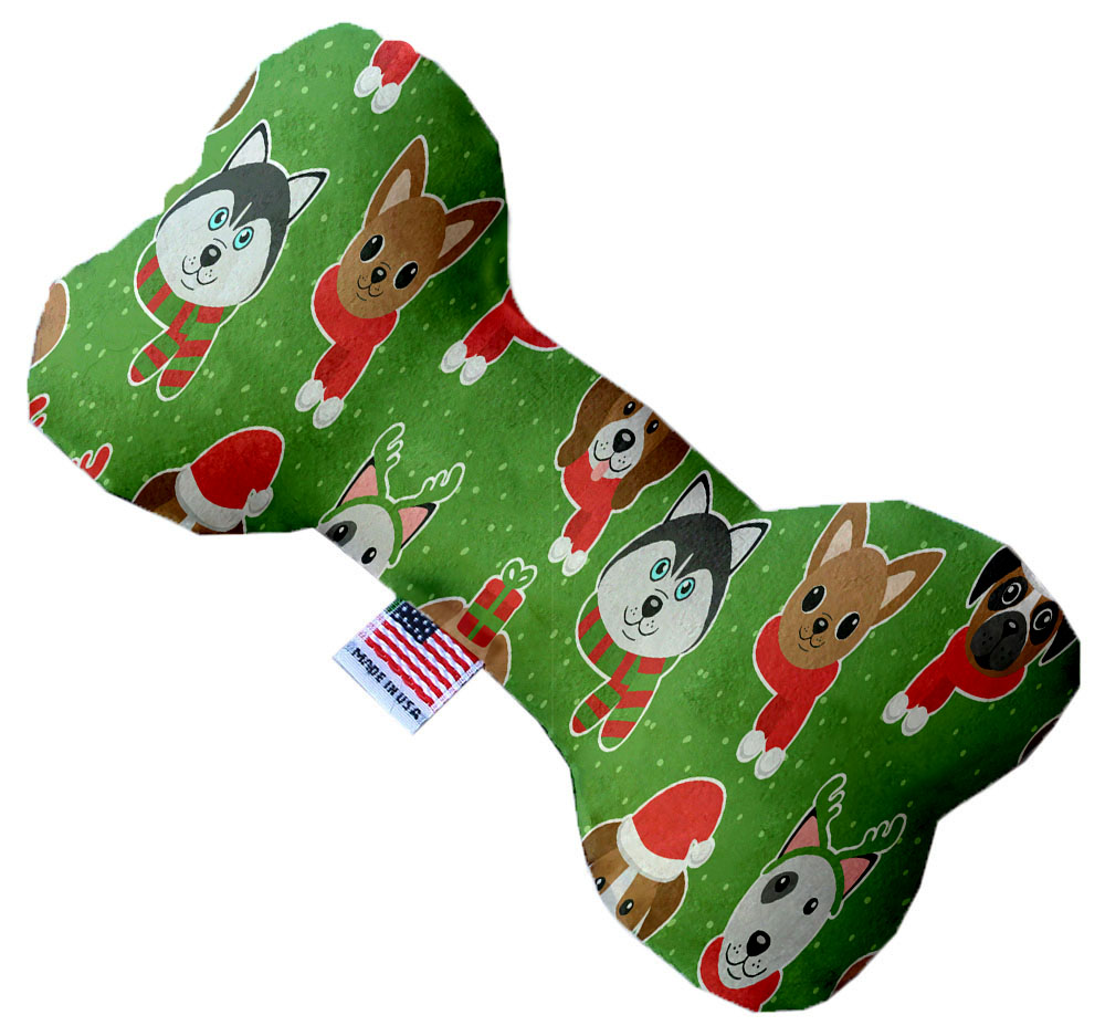 Christmas Dogs 6 Inch Canvas Bone Dog Toy