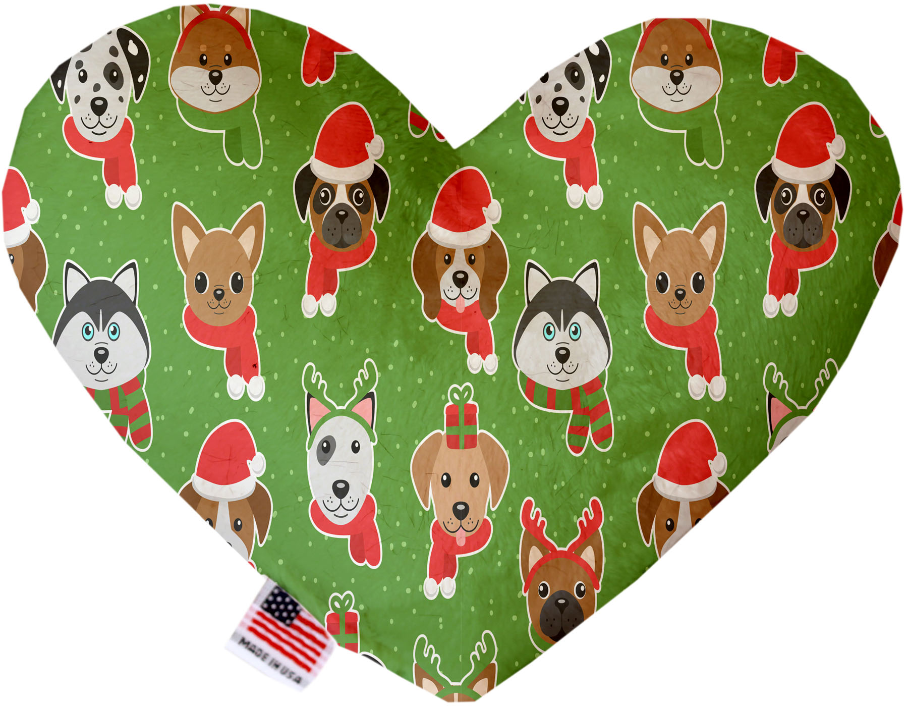 Christmas Dogs 6 inch Stuffing Free Heart Dog Toy