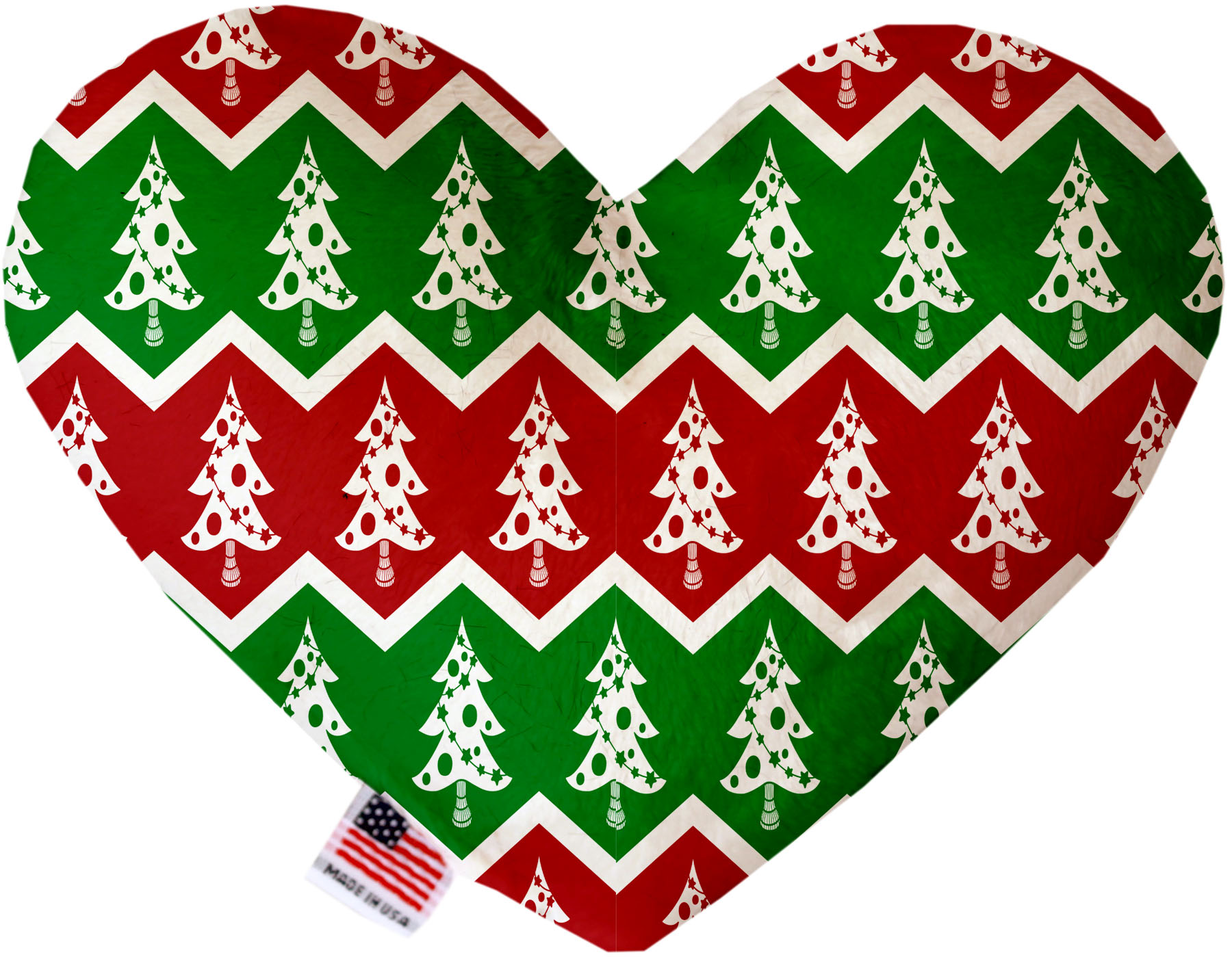 Chevron Christmas Trees 8 inch Stuffing Free Heart Dog Toy