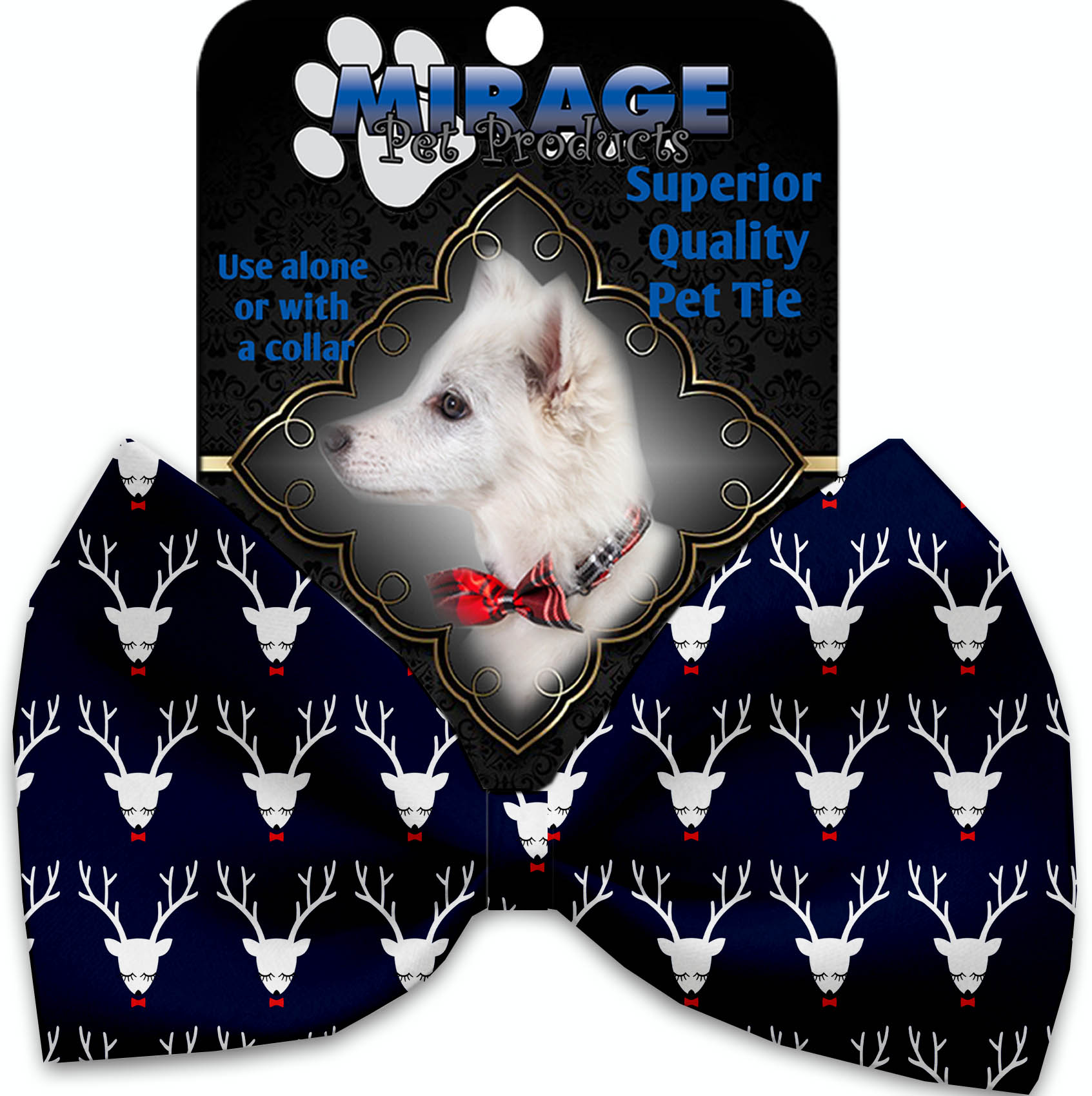 Team Prancer Pet Bow Tie Collar Accessory with Velcro