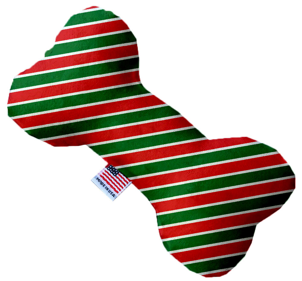 Christmas Stripes 10 inch Stuffing Free Bone Dog Toy