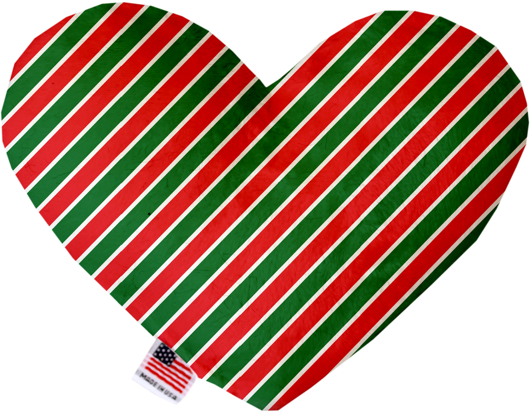 Christmas Stripes 6 inch Stuffing Free Heart Dog Toy