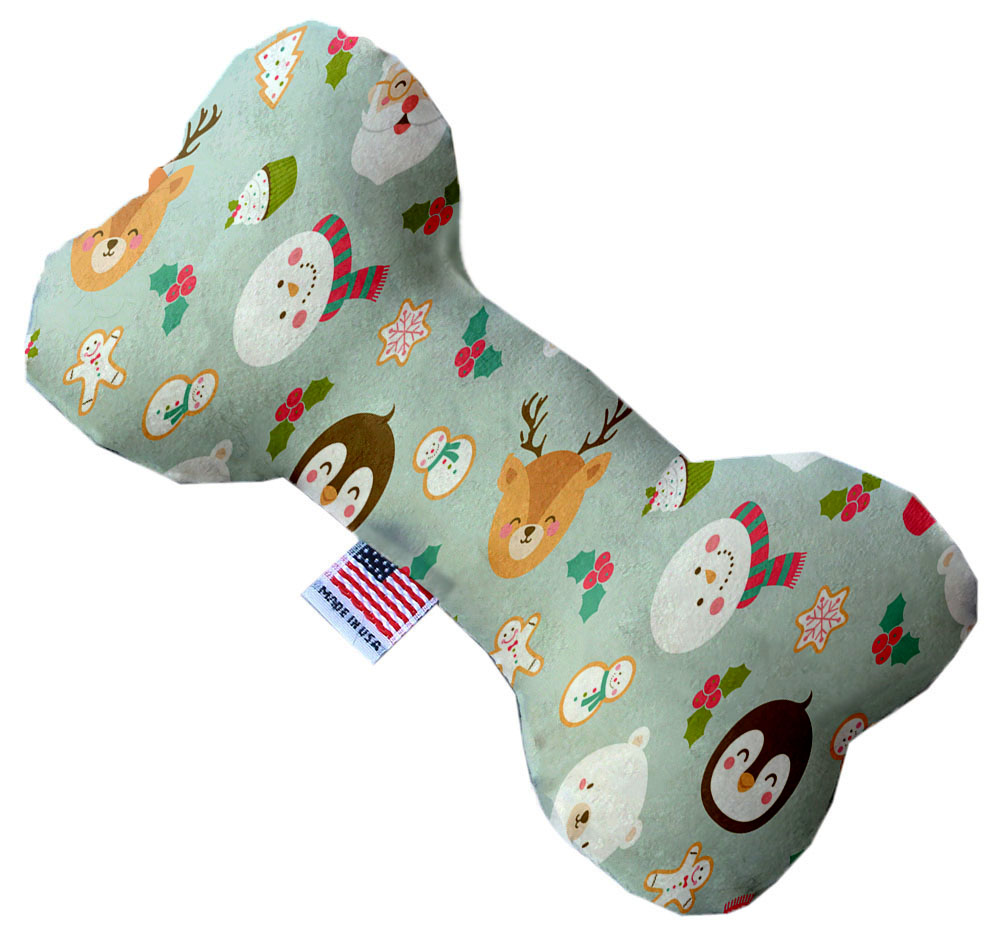 Gray Christmas Party 10 inch Stuffing Free Bone Dog Toy