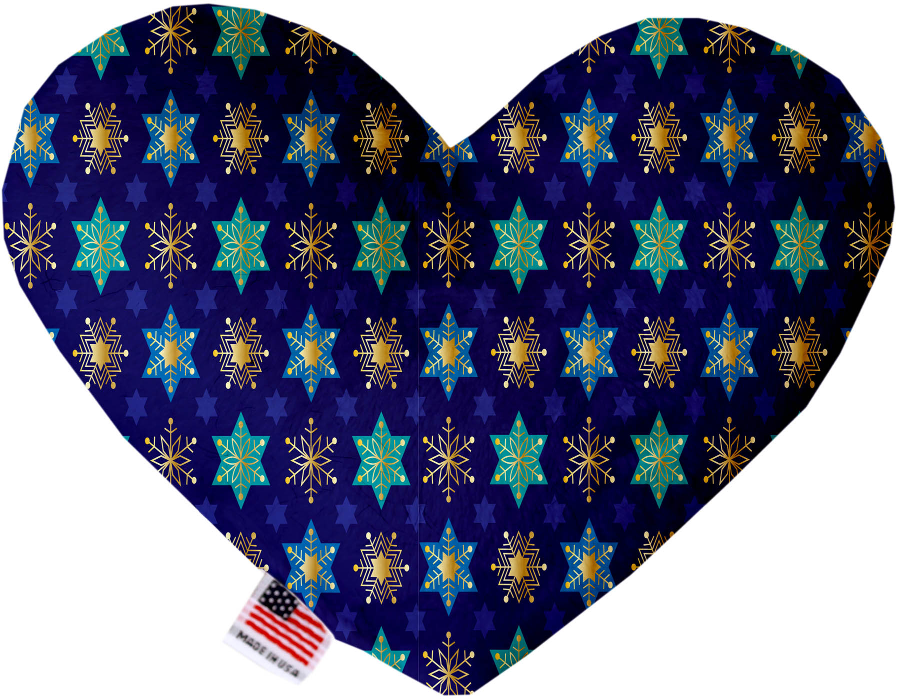 Star of David and Snowflakes 8 inch Stuffing Free Heart Dog Toy