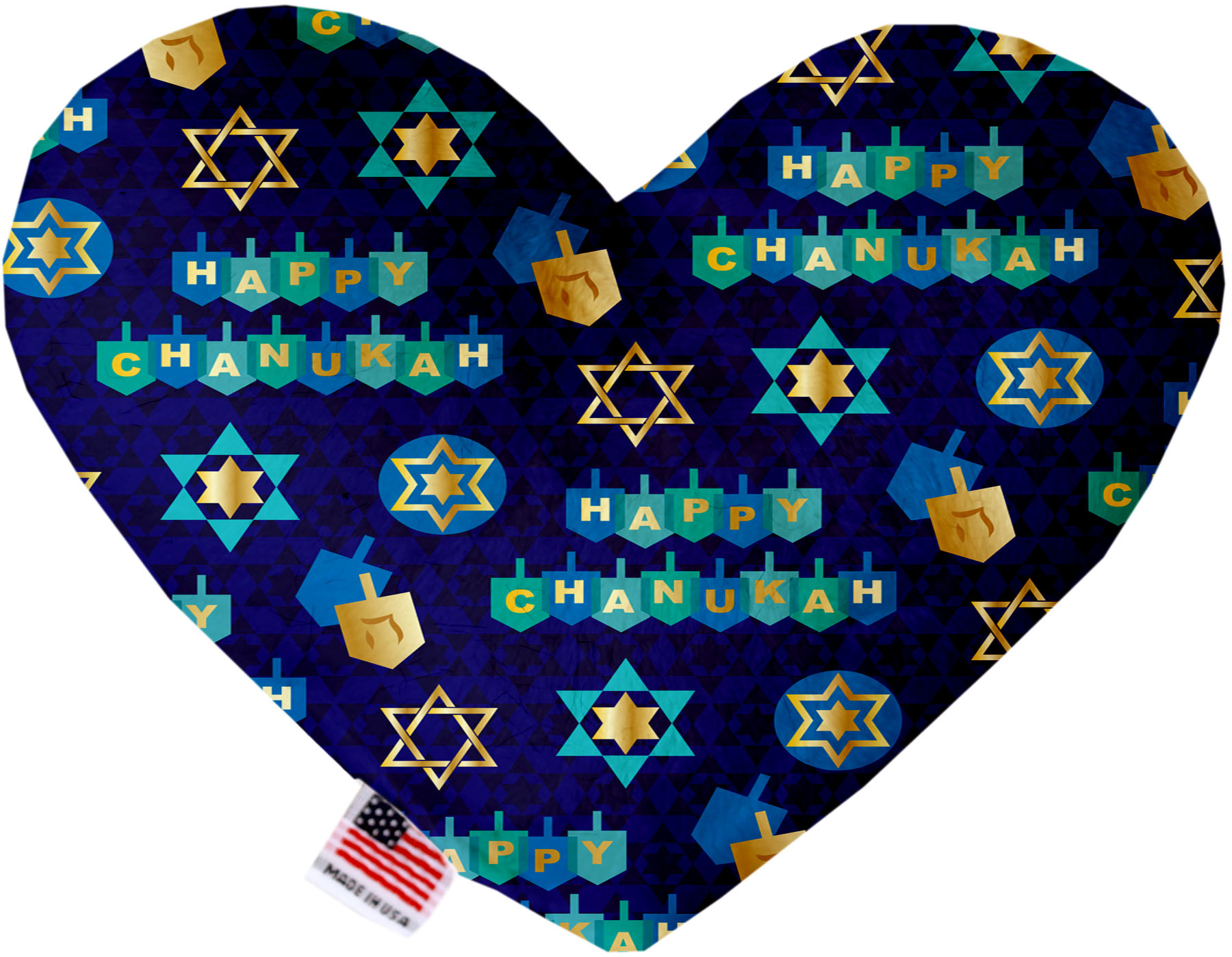 Chanukah Bliss 6 inch Stuffing Free Heart Dog Toy