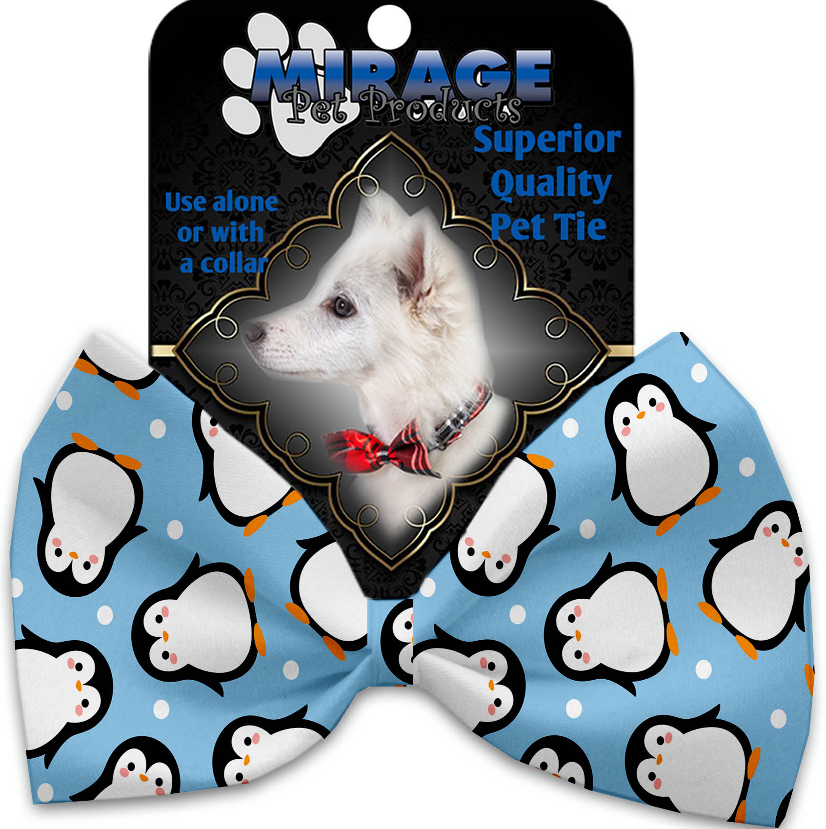 Penguins in Blue Pet Bow Tie