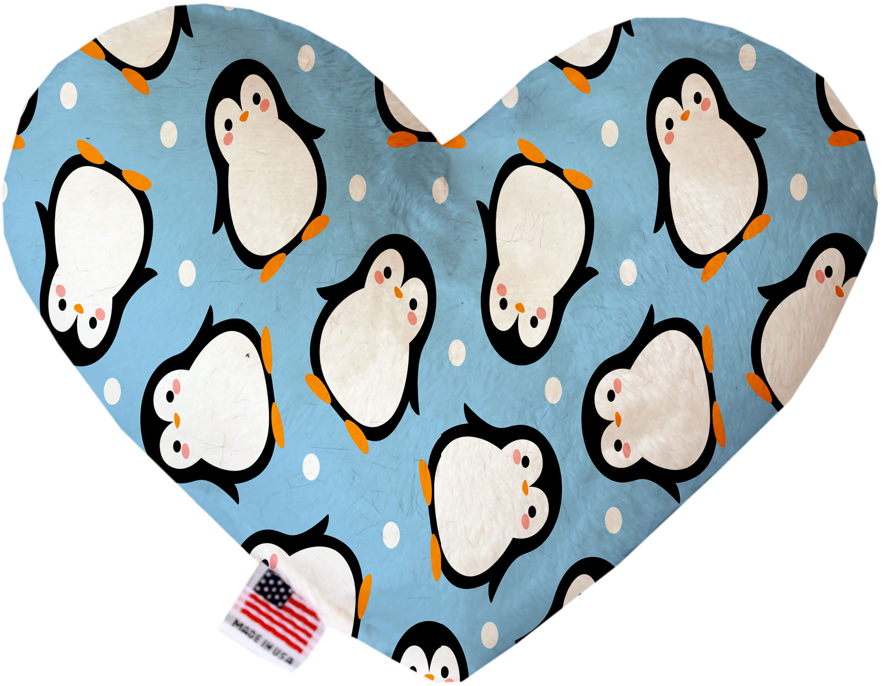 Penguins in Blue 8 Inch Canvas Heart Dog Toy