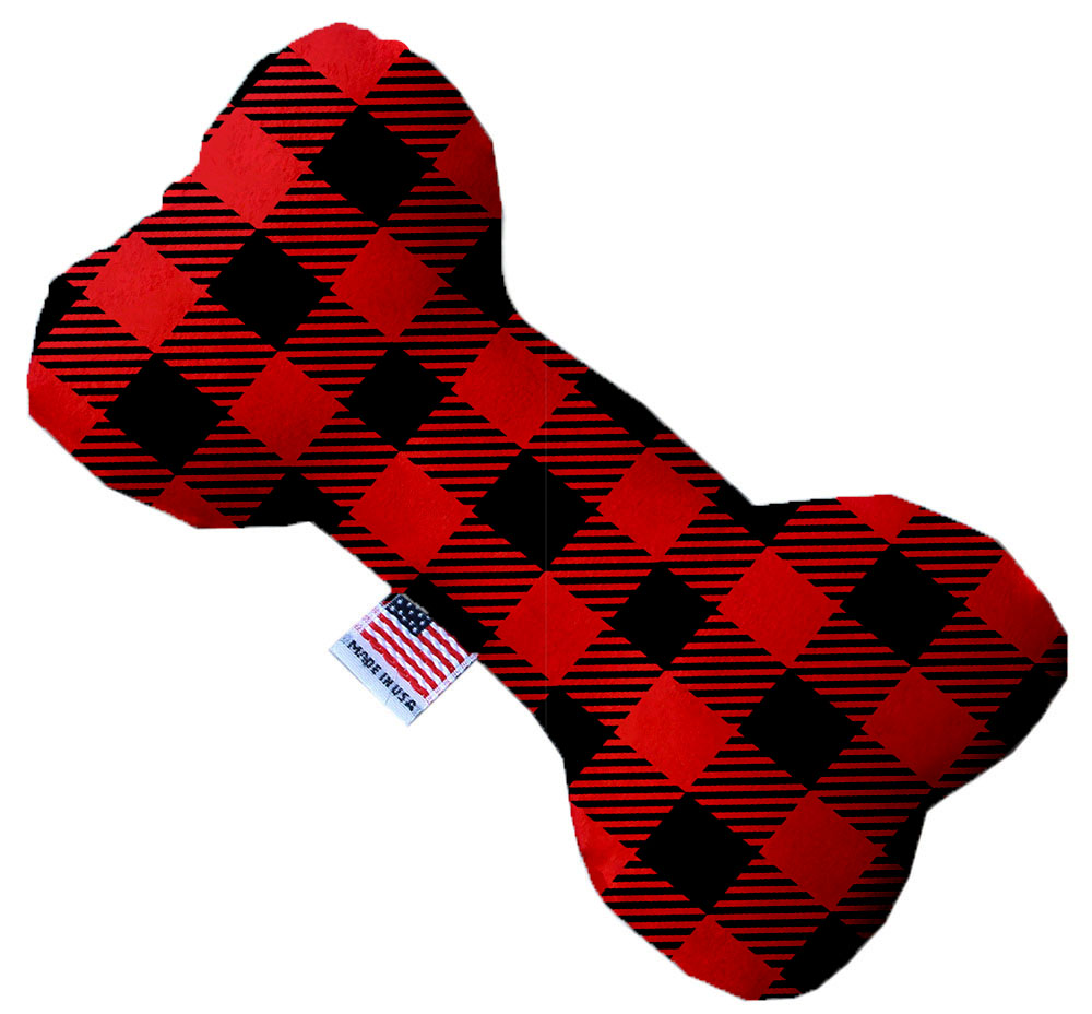 Red Buffalo Check 6 inch Stuffing Free Bone Dog Toy