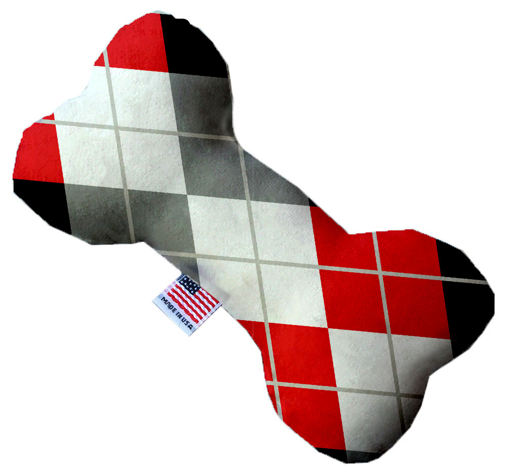 Red and Grey Argyle 10 Inch Bone Dog Toy