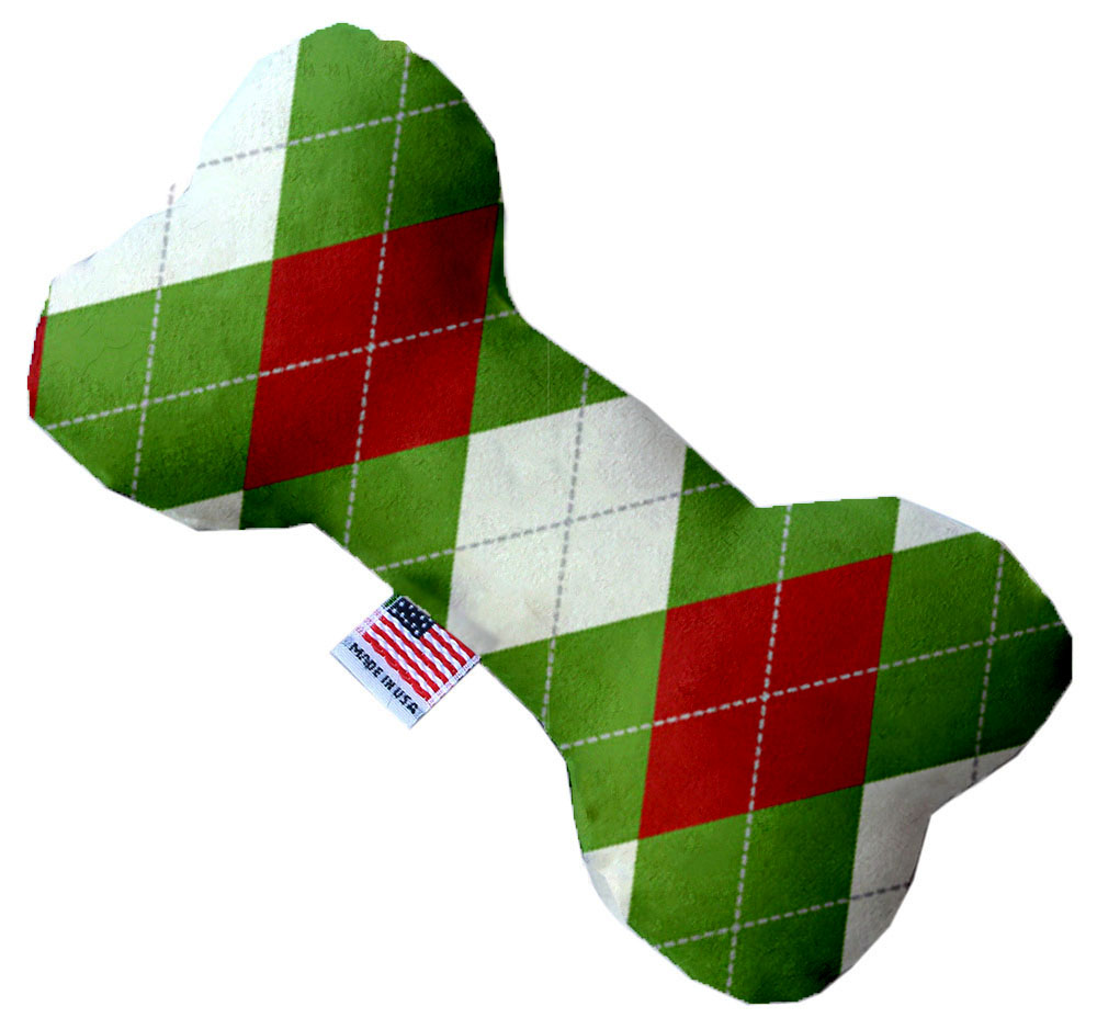 Christmas Argyle 10 inch Stuffing Free Bone Dog Toy