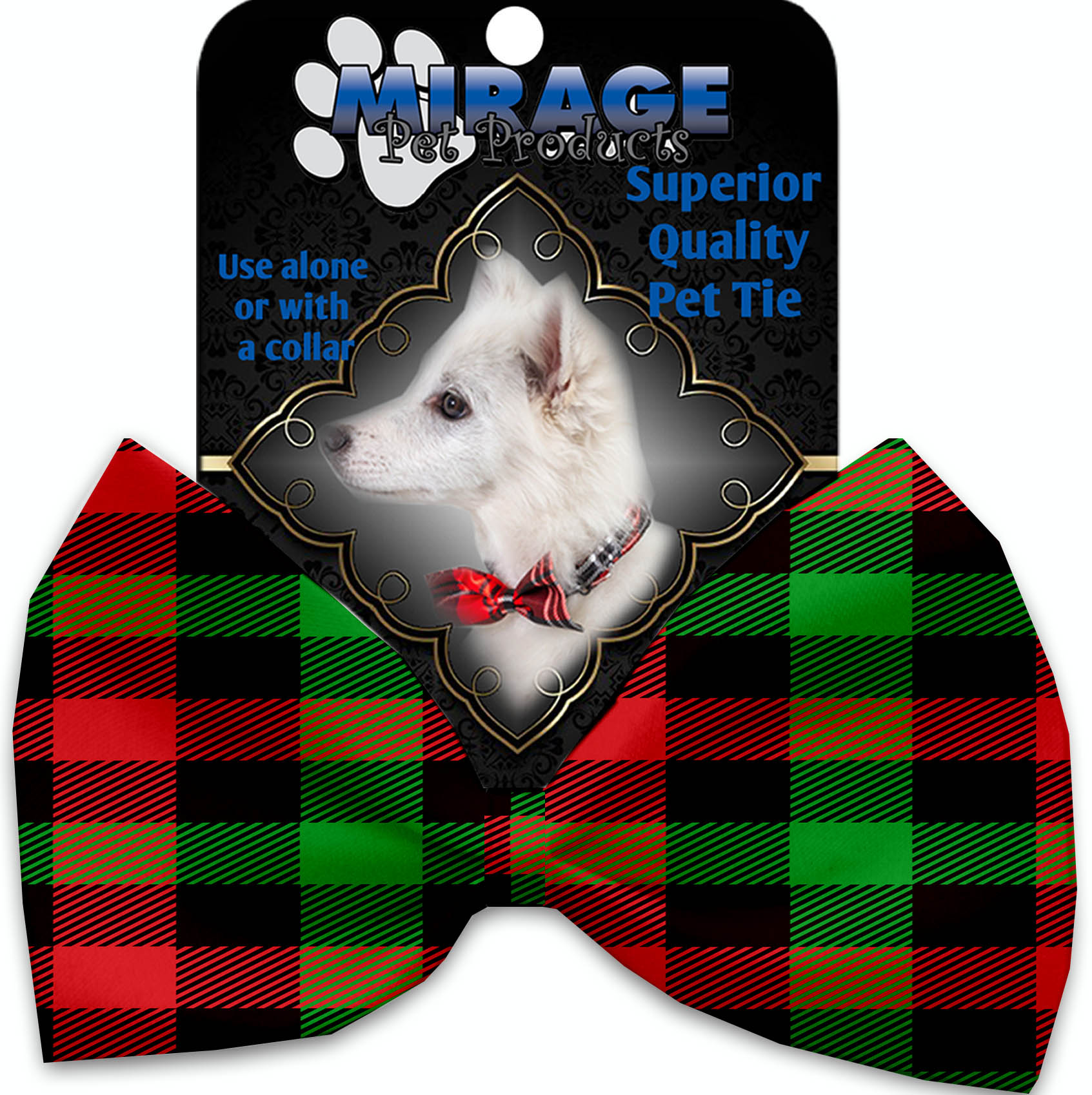 Christmas Plaid Pet Bow Tie Collar Accessory with Velcro