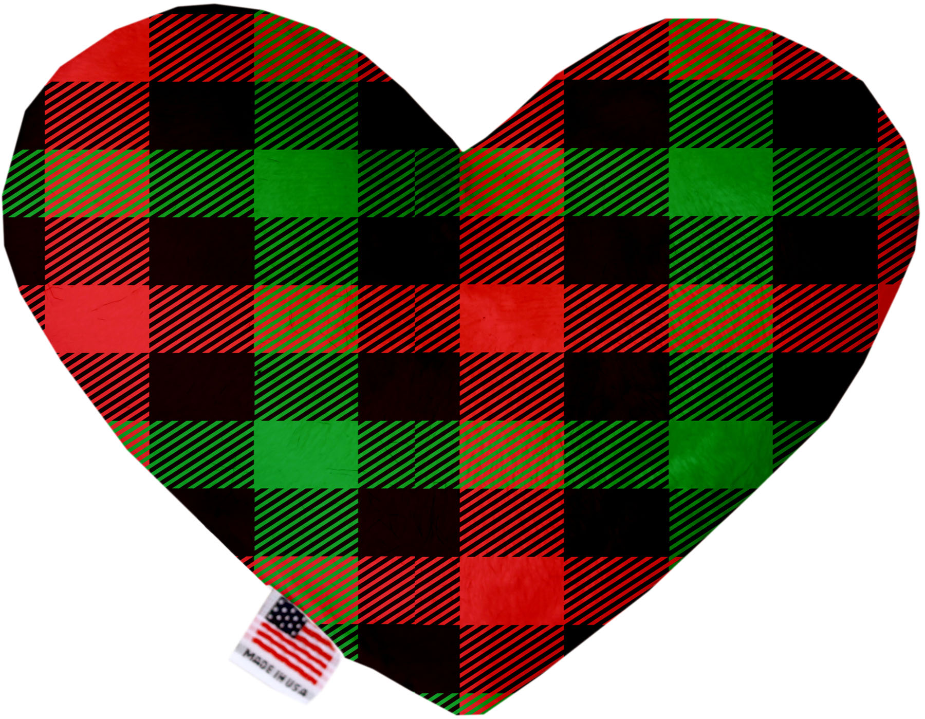 Christmas Plaid 8 Inch Canvas Heart Dog Toy