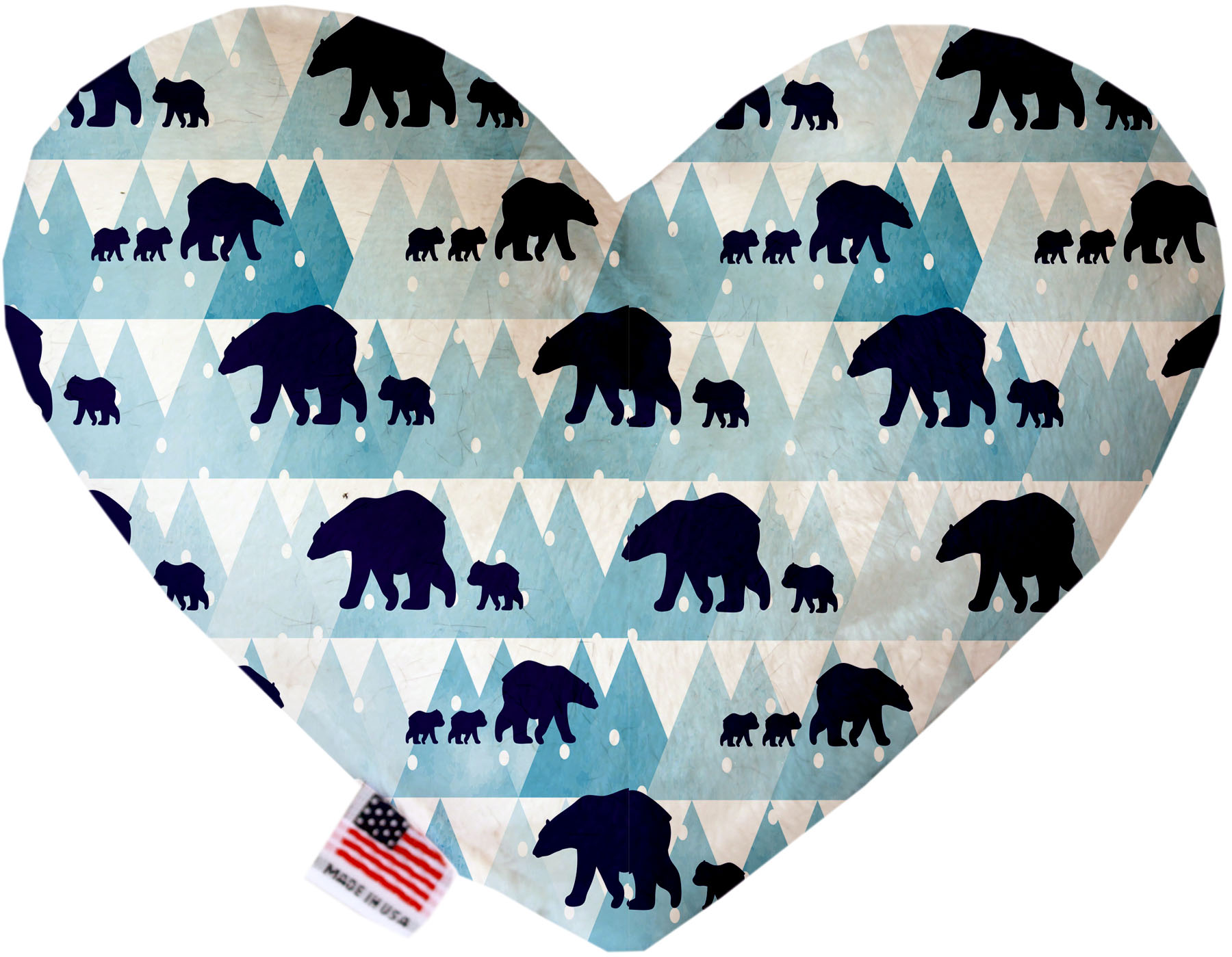 Winter Bear Tracks 8 Inch Canvas Heart Dog Toy