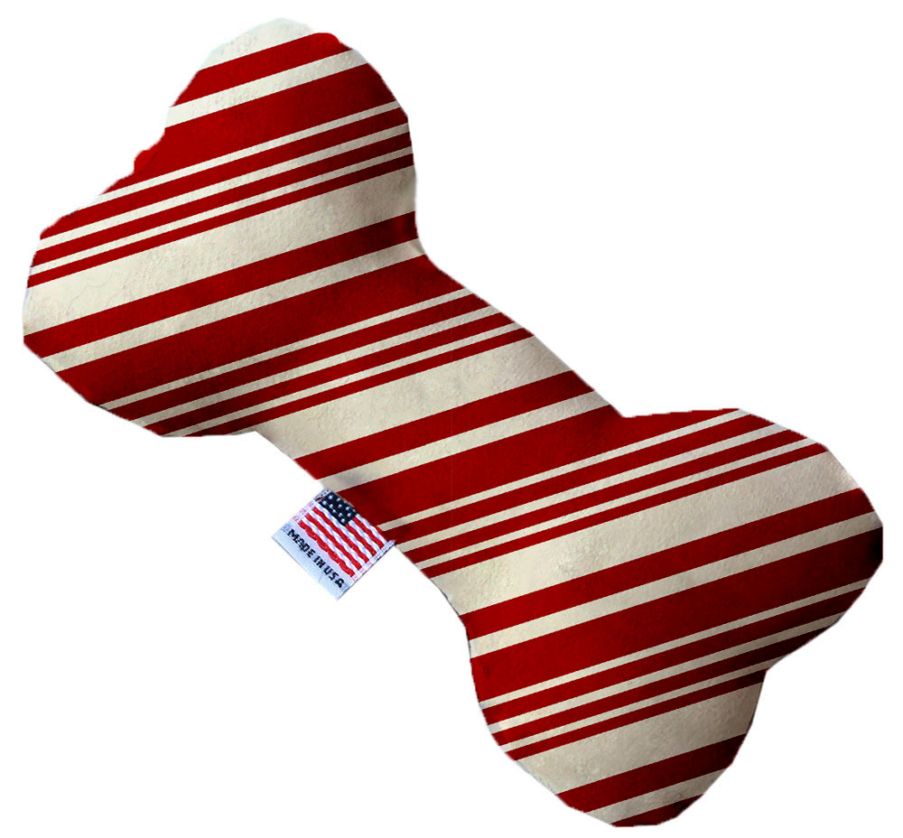 Classic Candy Cane Stripes 6 Inch Canvas Bone Dog Toy