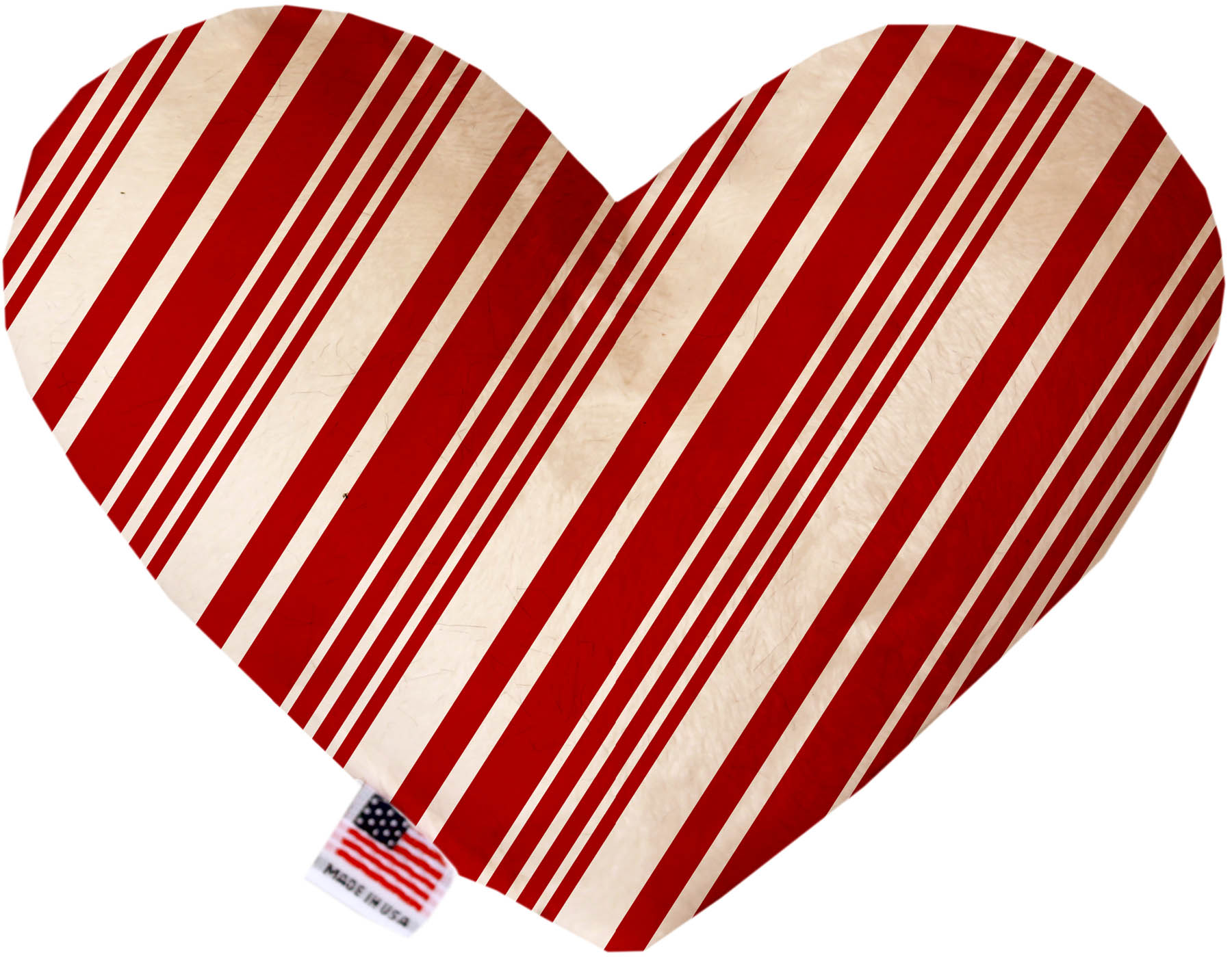 Classic Candy Cane Stripes 8 inch Stuffing Free Heart Dog Toy