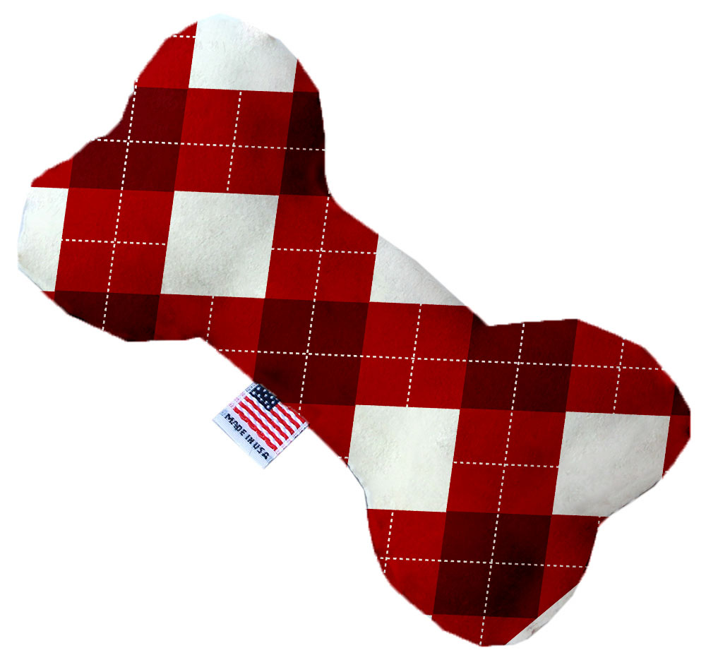 Candy Cane Argyle 6 Inch Canvas Bone Dog Toy