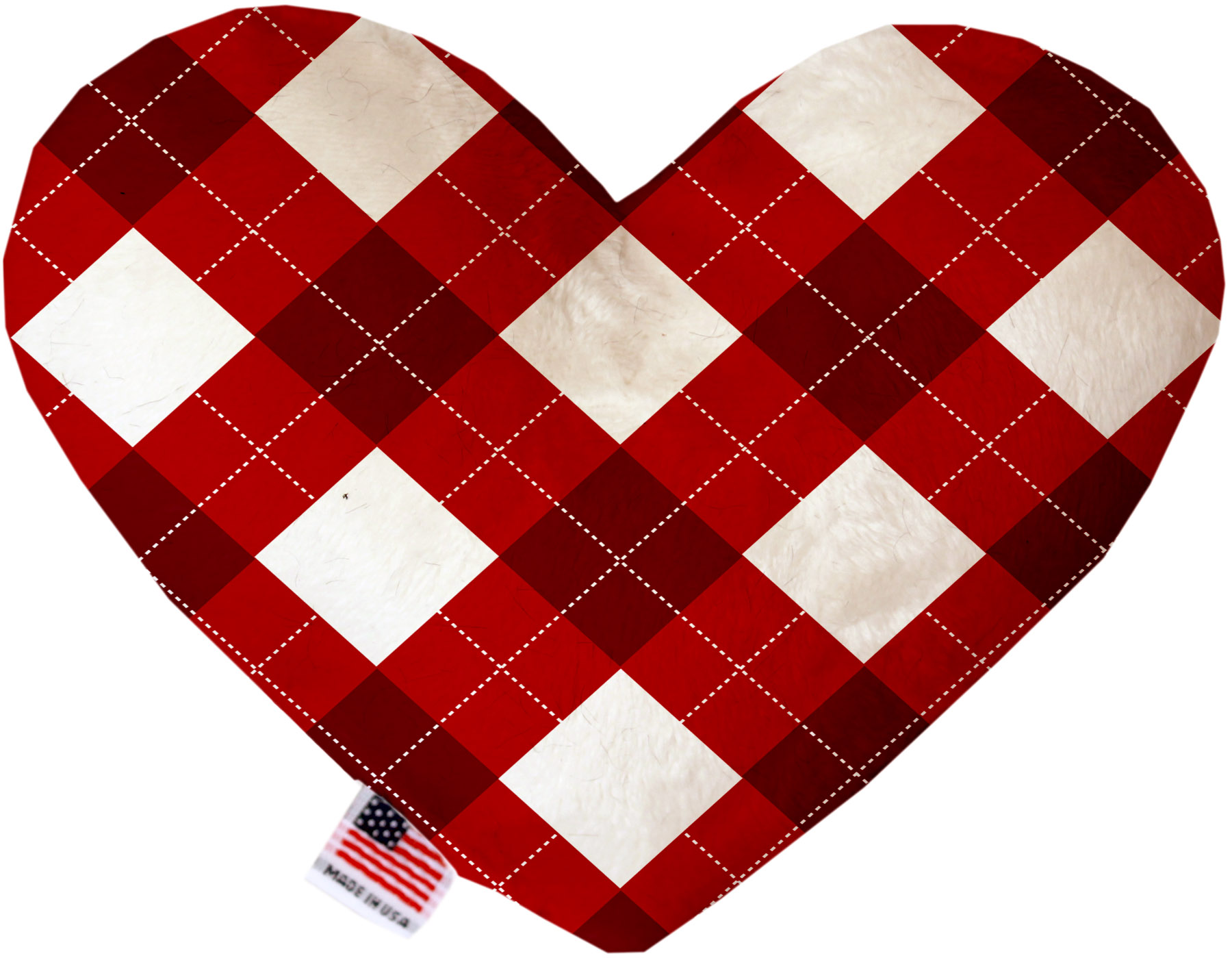 Candy Cane Argyle 8 inch Stuffing Free Heart Dog Toy