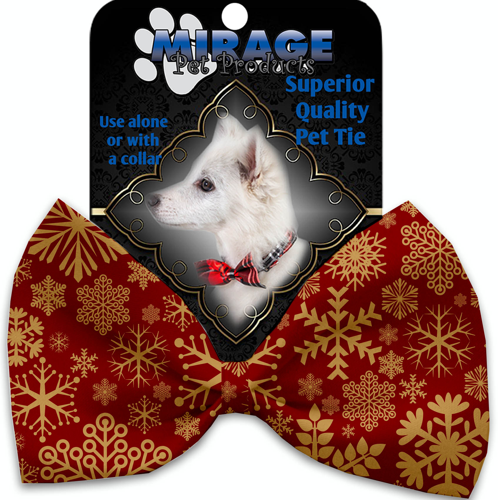 Red Snowflakes Pet Bow Tie Collar Accessory with Velcro