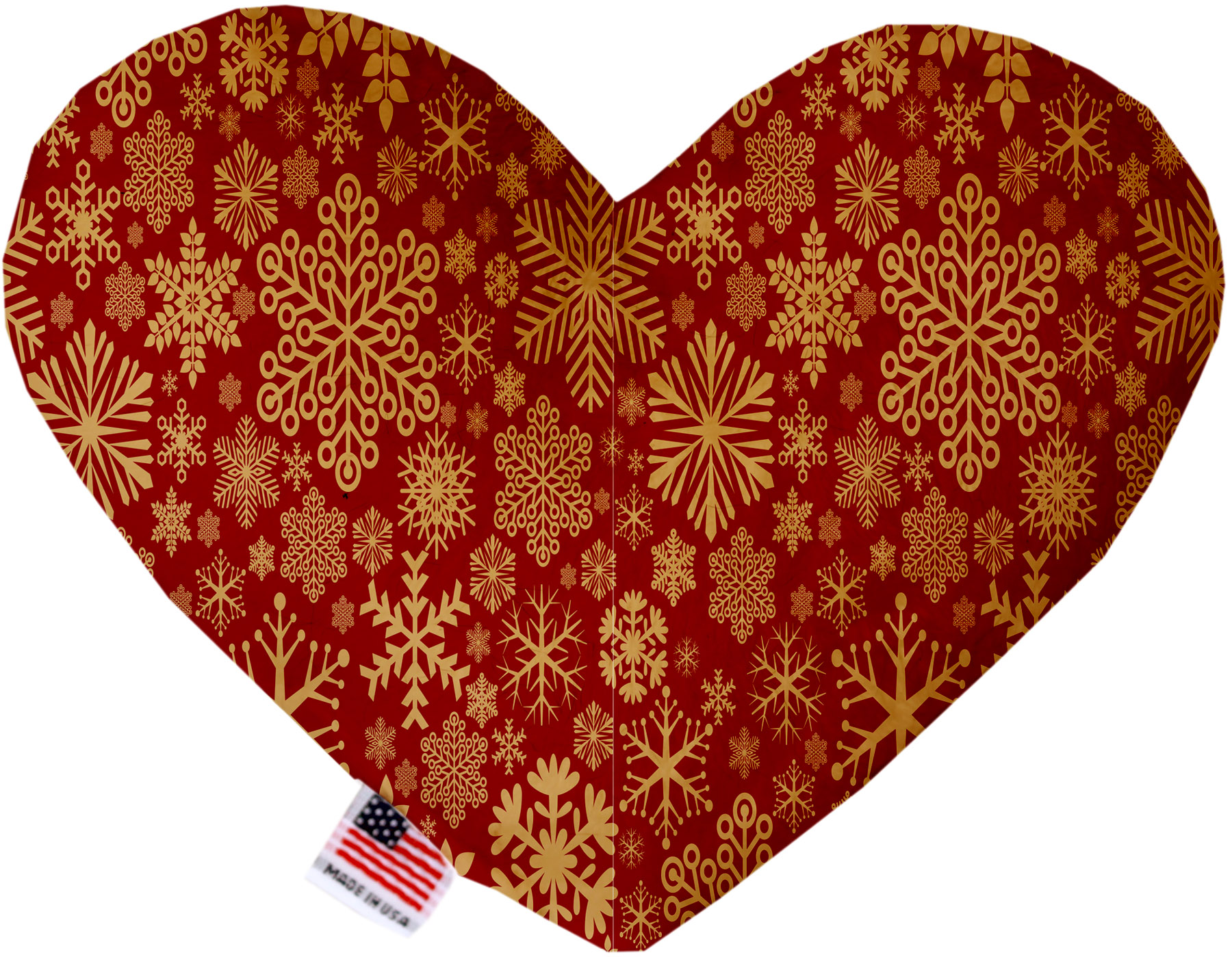 Red Snowflakes 8 inch Stuffing Free Heart Dog Toy