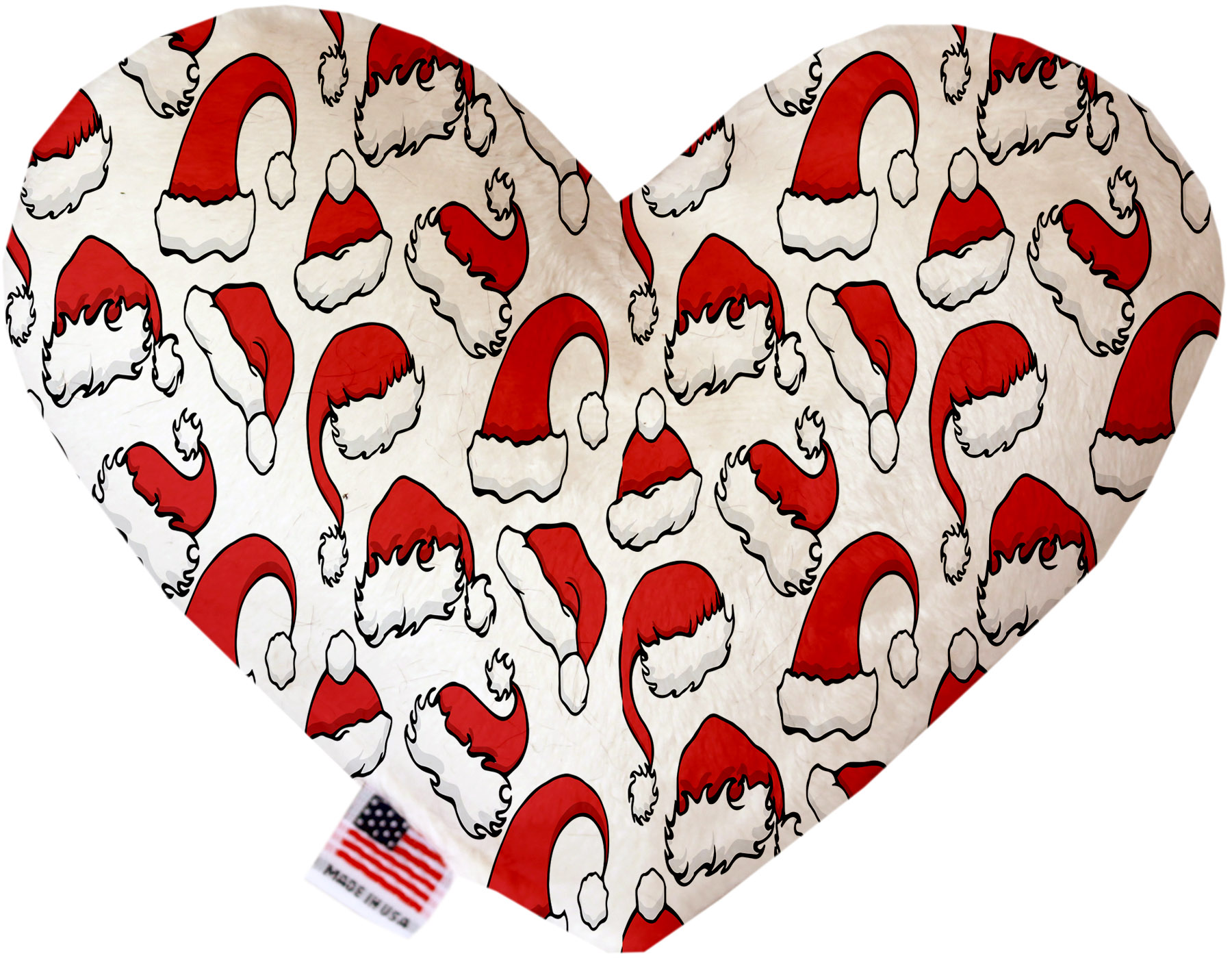 Santa Hats 8 inch Stuffing Free Heart Dog Toy