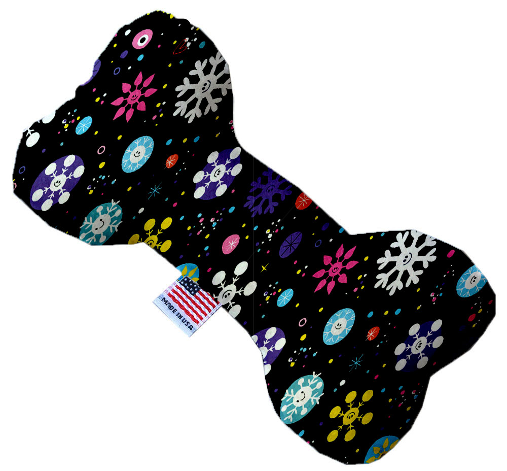 Smiley Snowflakes 8 Inch Canvas Bone Dog Toy