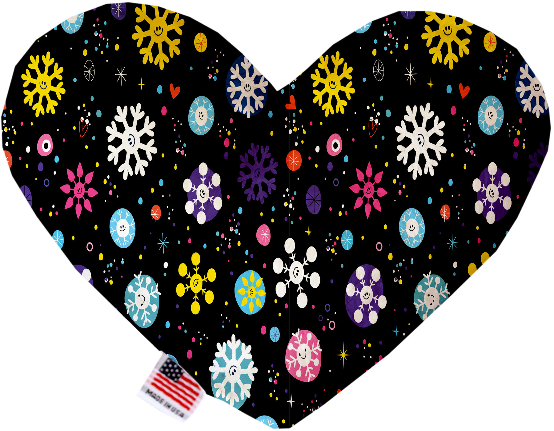 Smiley Snowflakes 8 Inch Canvas Heart Dog Toy