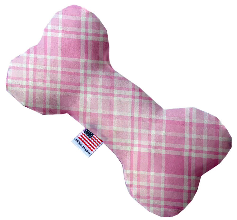 Cupid Pink Plaid 6 inch Canvas Bone Dog Toy