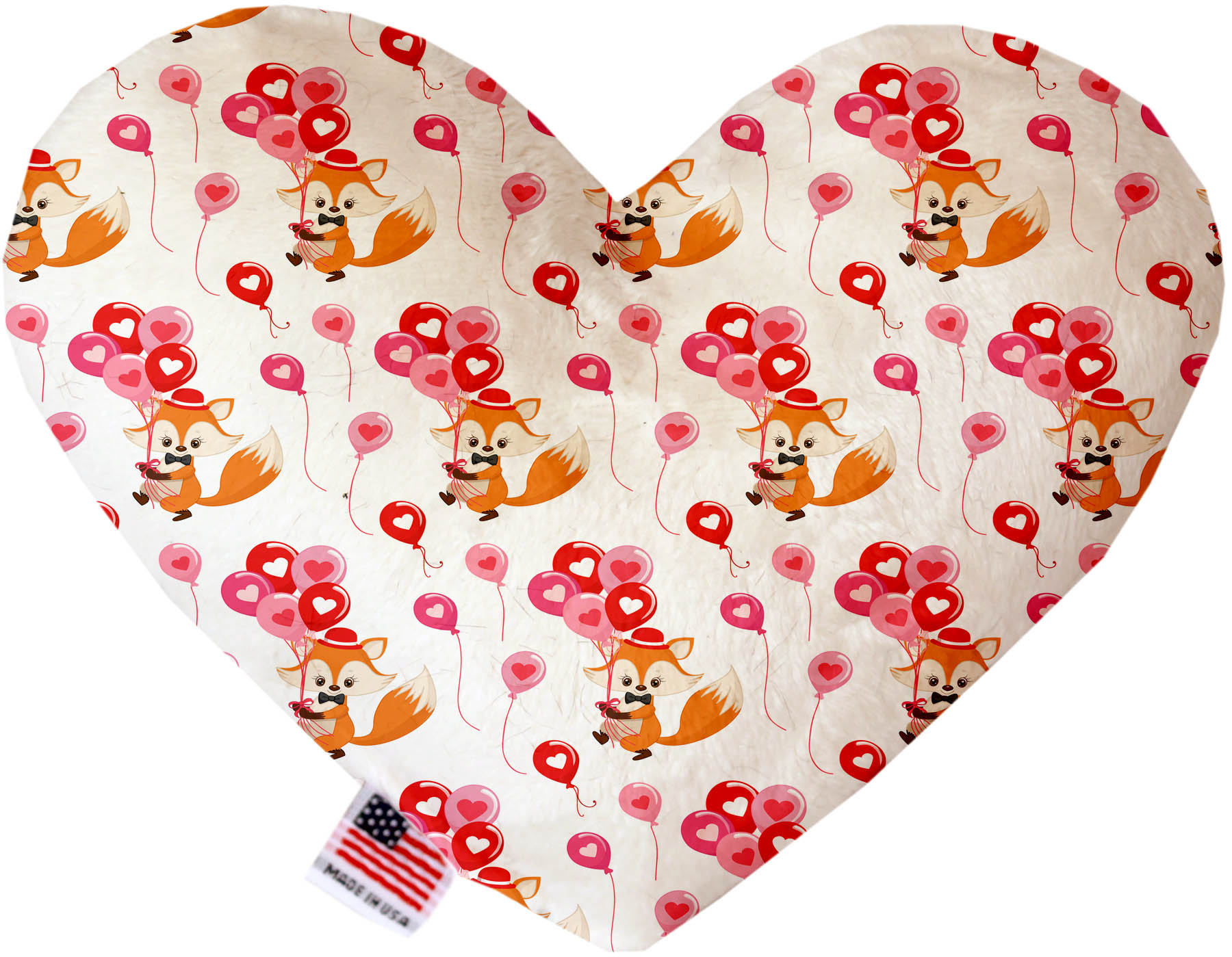 Fox Balloons Stuffing Free 8 inch Heart Dog Toy