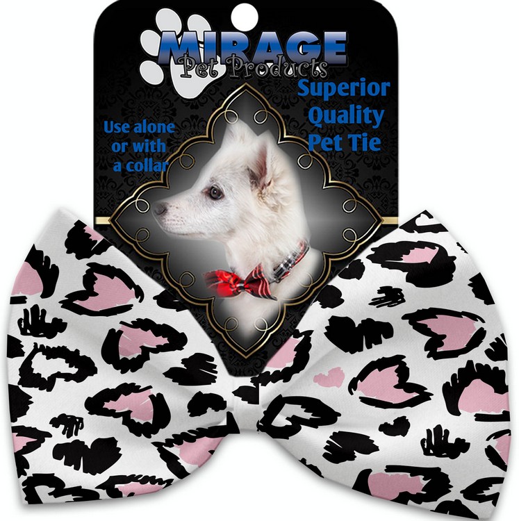 Pink Leopard Hearts Pet Bow Tie