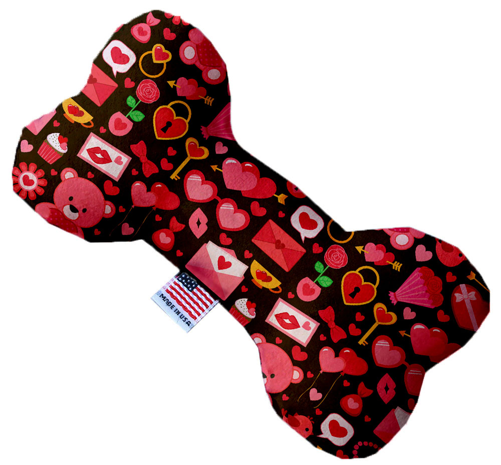 Valentines Day Bears 10 inch Canvas Bone Dog Toy