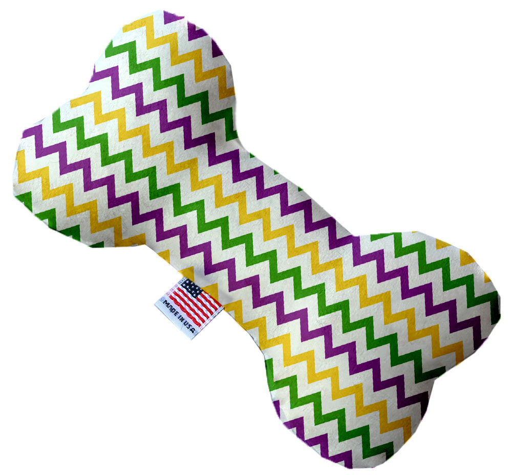 Mardi Gras Chevron 8 inch Canvas Bone Dog Toy