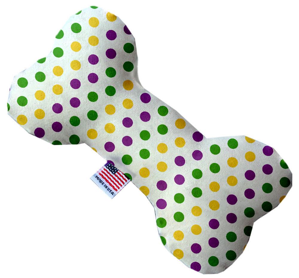 Mardi Gras Polka Dots 6 inch Canvas Bone Dog Toy