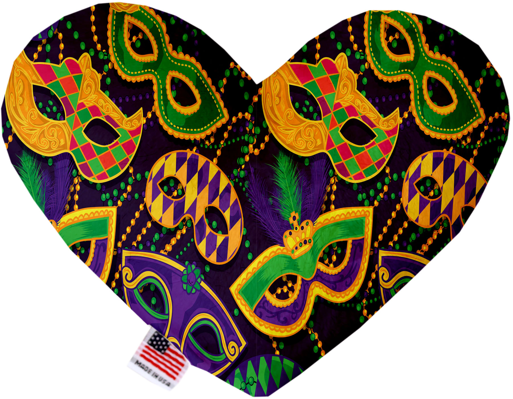 Mardi Gras Masquerade 8 inch Heart Dog Toy