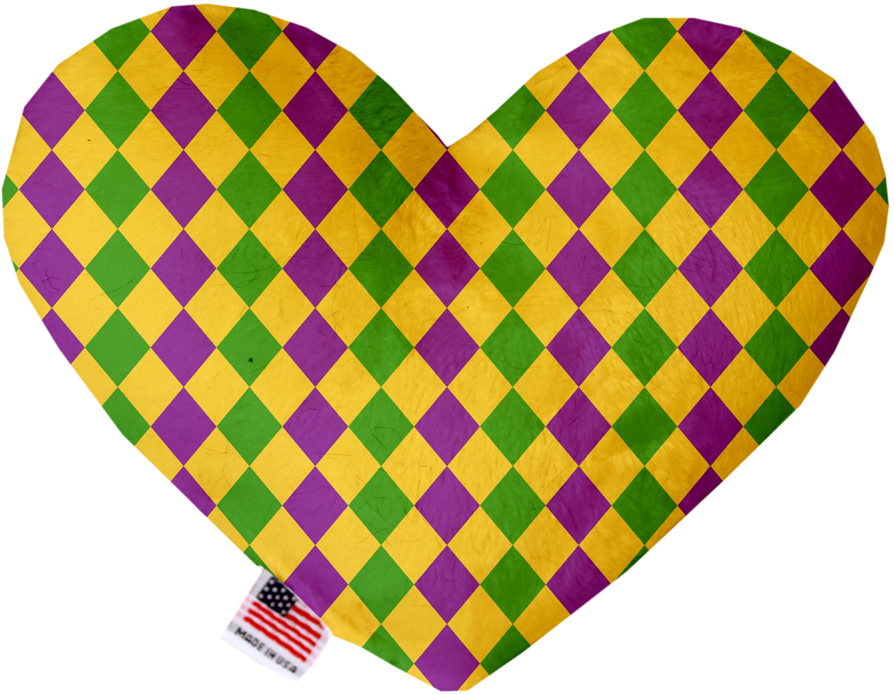 Mardi Gras Diamonds Stuffing Free 8 inch Heart Dog Toy