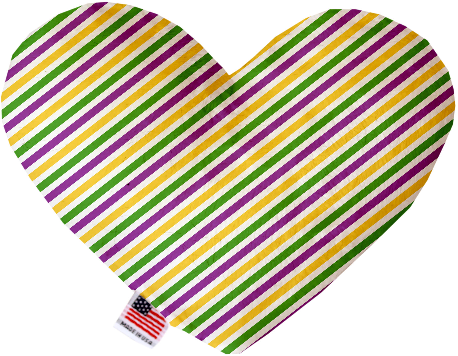 Mardi Gras Stripes 8 inch Canvas Heart Dog Toy