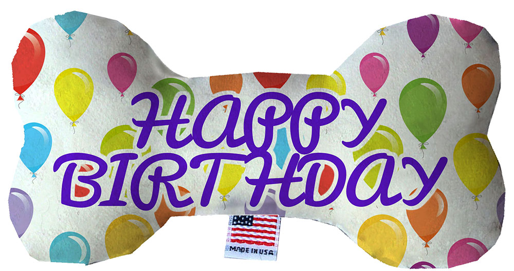 Happy Birthday Balloons 6 inch Fluffy Bone Dog Toy