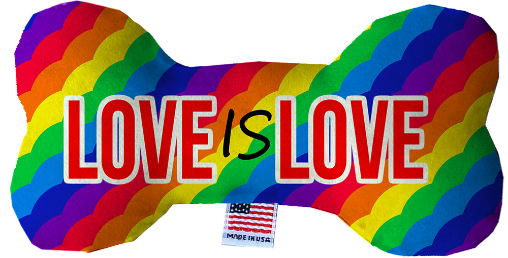 Love is Love Stuffing Free 10 inch Bone Dog Toy