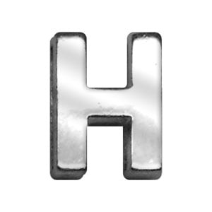 3/4" (18mm) Chrome Letter Sliding Charm H