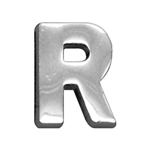 3/4" (18mm) Chrome Letter Sliding Charm R