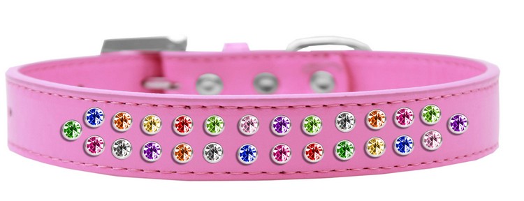 Two Row Confetti Crystal Size 18 Bright Pink Dog Collar