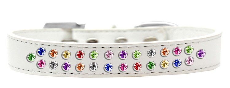 Two Row Confetti Crystal Size 12 White Dog Collar