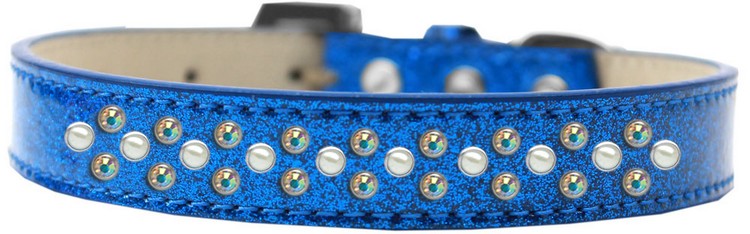 Sprinkles Ice Cream Dog Collar Pearl and AB Crystals Size 20 Blue