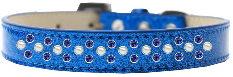 Sprinkles Ice Cream Dog Collar Pearl and Blue Crystals Size 14 Blue